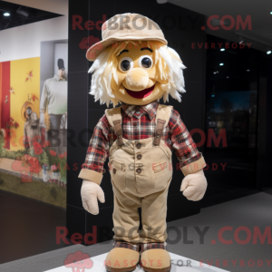 Beige Scarecrow mascot...
