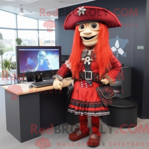 Rød piratmaskotdraktfigur...