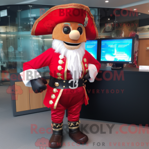 Rød piratmaskotdraktfigur...