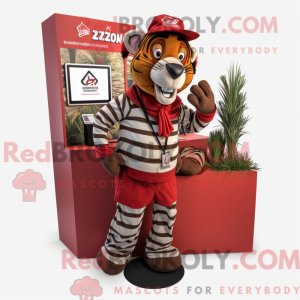 Rød Zebra maskot kostume...
