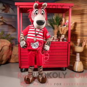 Rød Zebra maskot kostume...
