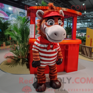 Rød Zebra maskot kostume...