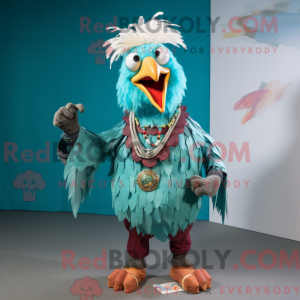 Turquoise Rooster mascot...