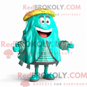 Turquoise Hamburger mascot...