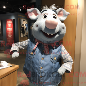 Silver Pig mascot costume...