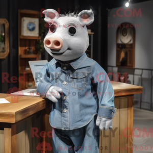 Sølv gris maskot drakt...