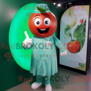 Cyan Tomato mascot costume...