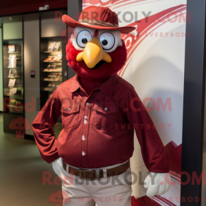 Maroon kylling maskot...