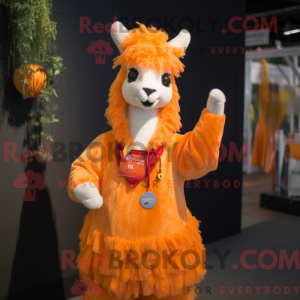 Orange Llama mascot costume...