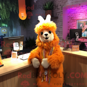 Orange lama maskot kostume...