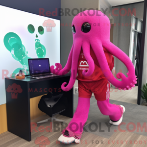 Magenta Octopus mascot...
