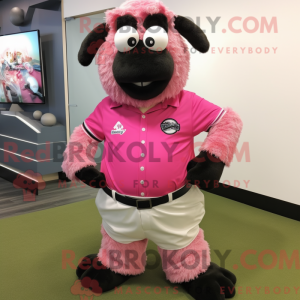 Pink Suffolk Sheep maskot...