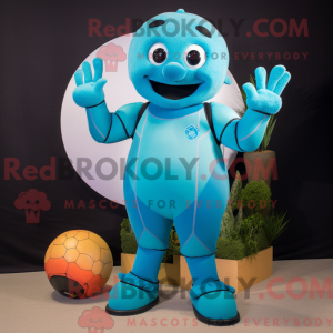 Cyan Juggle mascot costume...