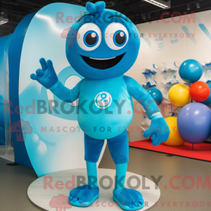 Cyan Juggle mascot costume...