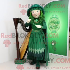 Green Celtic Harp mascot...