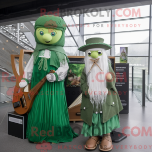 Green Celtic Harp mascot...