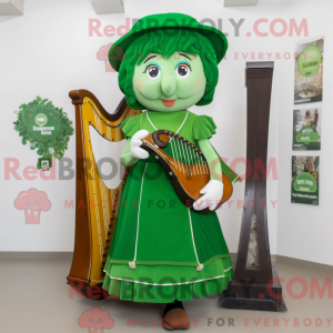 Green Celtic Harp mascot...