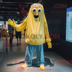 Yellow Ghost maskot kostume...