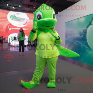 Lime Green Dolphin mascot...
