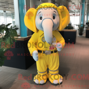 Gul elefant maskot drakt...
