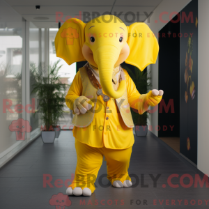 Gul elefant maskot drakt...