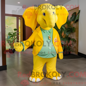Gul elefant maskot drakt...