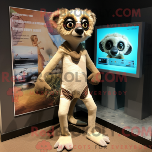 Beige Lemur mascot costume...