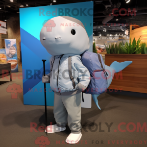 Grå Narwhal maskot kostume...