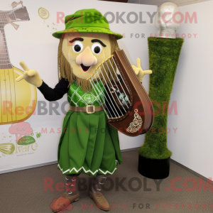 Olive Celtic Harp mascot...