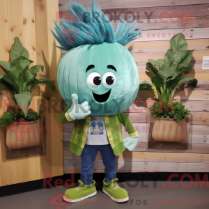 Teal Onion mascot costume...