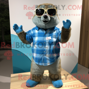 Blue Marmot mascot costume...