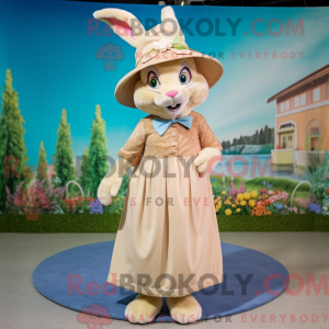 Beige kanin maskot kostume...