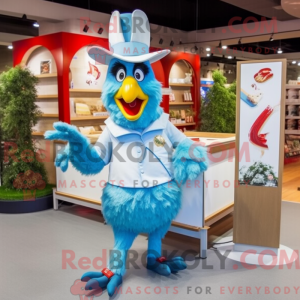 Sky Blue Rooster mascot...