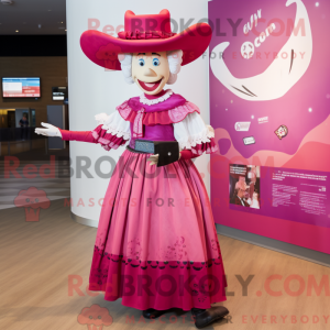 Magenta Cowboy Maskottchen...