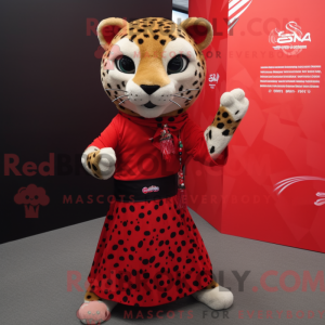 Red Leopard mascot costume...