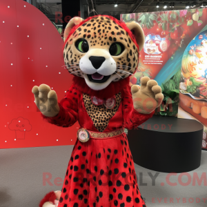 Red Leopard mascot costume...