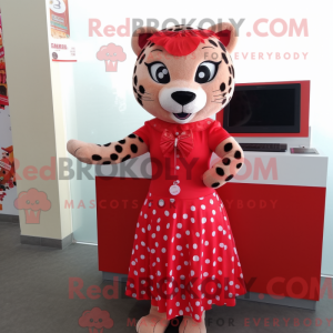 Red Leopard mascot costume...