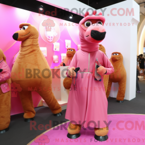 Pink Camel mascot costume...