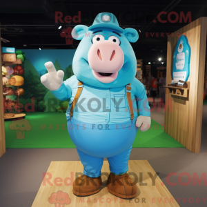 Cyan Sow maskotdraktfigur...
