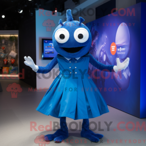 Blue Spider mascot costume...