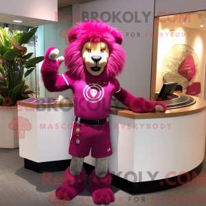 Magenta Tamer Lion mascot...