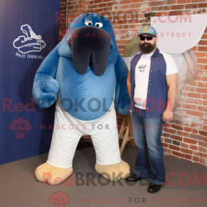 Navy Walrus maskot kostume...