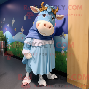 Blue Guernsey Cow maskot...