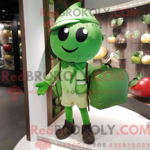 Grøn Cherry maskot kostume...
