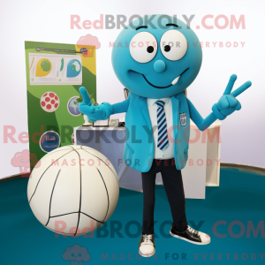 Cyan Handball Ball mascot...