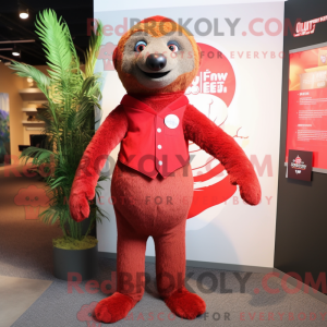 Red Sloth maskot kostume...