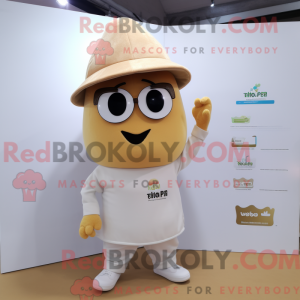 Beige Mango mascot costume...