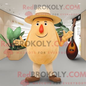 Beige Mango mascot costume...