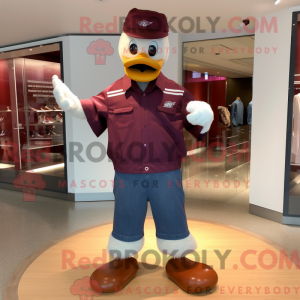 Maroon Goose maskot kostume...