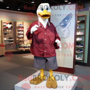 Maroon Goose mascot costume...